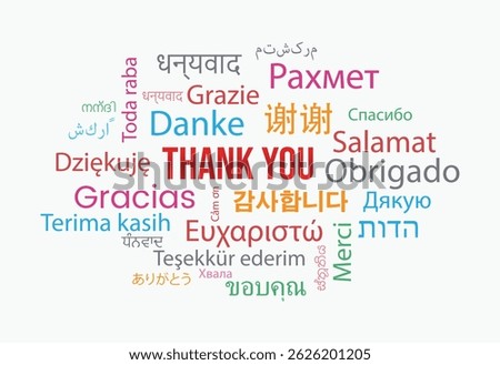 Thank you word cloud in different languages background concept