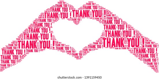 Thank You word cloud on a white background. 