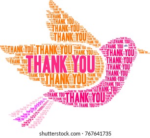 Thank You word cloud on a white background. 
