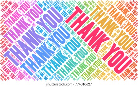 Thank You word cloud on a white background. 