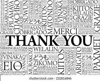 Thank You Word Cloud vector background, all languages