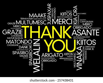 Thank You Word Cloud vector background, all languages
