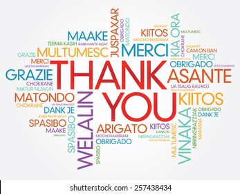 Thank You Word Cloud vector background, all languages