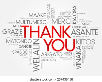 Thank You Word Cloud vector background, all languages