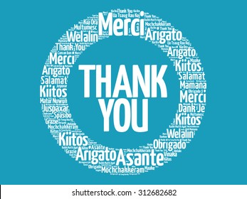 Thank You Word Cloud vector background, all languages