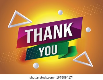 Thank you word concept vector illustration with lines and 3d style, landing page, template, ui, web, mobile app, poster, banner, flyer, background, gift card, coupon, label, wallpaper