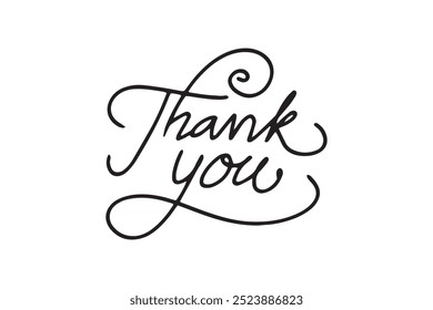 thank you word hand drawing isolated on white background