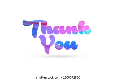 thank you word with pink blue color suitable for card icon or typography logo design