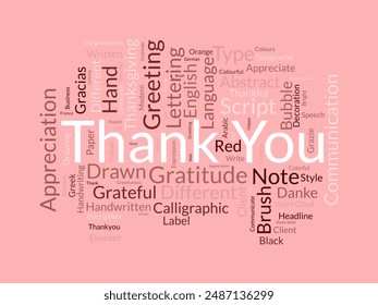Gracias Plantilla de wordcloud. Fondo de Vector de concepto de saludo.