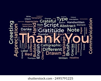 Thank You wordcloud template. Greeting concept vector background.