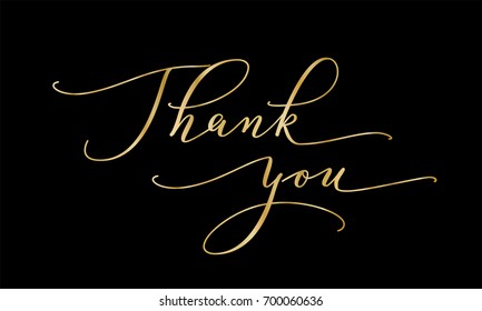 Thank you words, hand written custom calligraphy on black. Elegant lettering with swirls and swashes. Great for cards, wedding invitations, social media banners, headers, photo overlays.