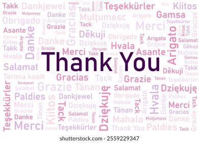Thank you words in many languages. Different international language thank you word collage.