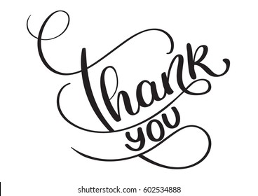 thank you words on white background. Hand drawn Calligraphy lettering Vector illustration EPS10