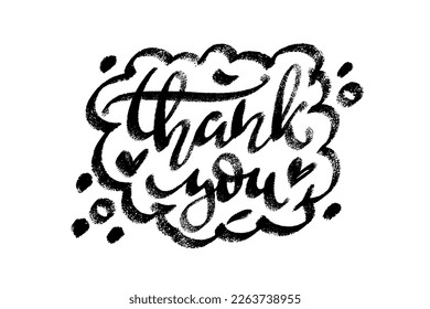 Gracias, palabras, símbolo de icono de burbuja de habla. Diseño web. Diseño adhesivo. Grabación vectorial dibujada a mano con una imagen de textura de color.