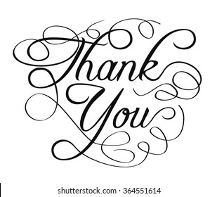 thank you words with swirls