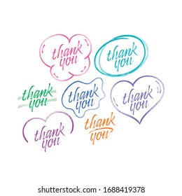 thank you writings on white background. thank you logo. thank you in the shapes