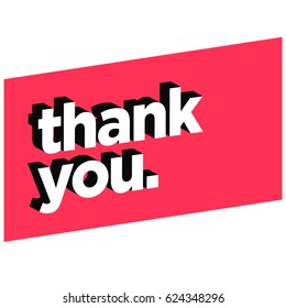 Thank You Written in Flat Colours with 3D Style Shadow