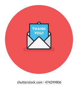 'Thank You' Written Inside An Envelope Letter (Line Icon in Flat Style Vector Illustration Design)