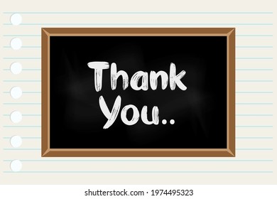 Thank you written on a blackboard. Vector illustration.