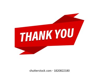 Thank you written,  red flat banner Thank you