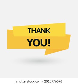 Thank you, yellow label on white background. Vector