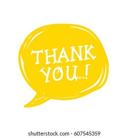 thank you    yellow speech bubble in doodle style