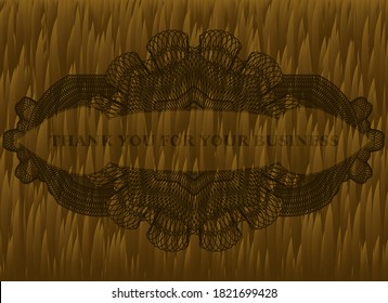 Thank You For Your Business text inside Linear currency Hairy Brown fur badge. Pet fancy background. Vector illustration. 