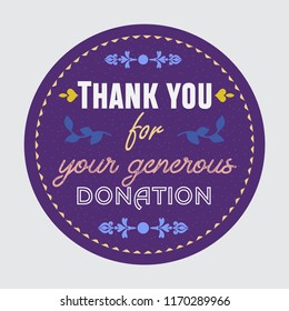 Thank you for your generous donation Round Vintage Sticker Badge