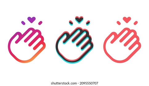 Thank you for your help. Set of waving hand patterns drawn in flat style. Vector illustration 