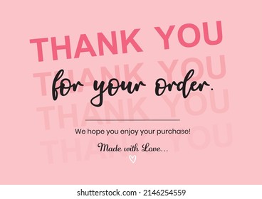 Thank You Your Order Card Design Stock Vector (Royalty Free) 2146254559 ...