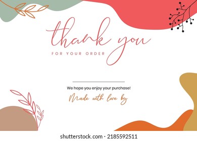 Thank You Your Order Card Design Stock Vector (Royalty Free) 2185592511 ...