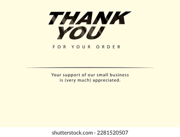 Thank you for your order. Compliment card design and text spice. illustration vector.