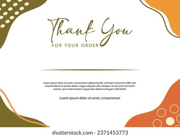 Thank you for your order compliment card. vector art work