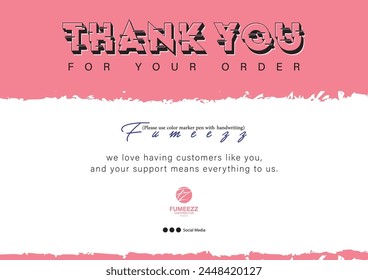 Thank you for your order compliment card design template. easy to editable file. Thank you card design. vector illustration.