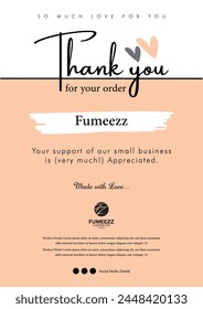 Thank you for your order compliment card design template. easy to editable file. Thank you card design. vector illustration.