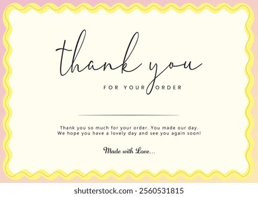 Thank you for your order Compliment card with background and text spice. Vector Illustration.