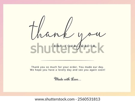 Thank you for your order Compliment card with background and text spice. Vector Illustration.
