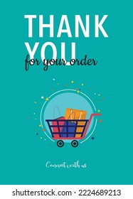 Thank You for your order flat trendy design and background with the geometric elements, circles, lines, triangles. Thank you for your order concept vector eps 10