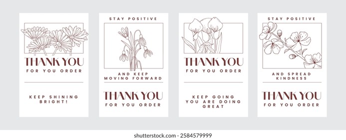 Thank you for your order laber or sticker with aesthetic flowers design