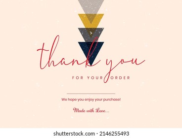 Thank you for your order - modern design with calligraphic inscription. Vector typography. Thank you for your order card design eps vector. Thanks card for online business. Easy to editable file.