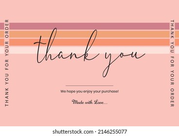 Thank you for your order, printable vector illustration. Business thank you customer card, creative graphic design template. Easy to editable file.