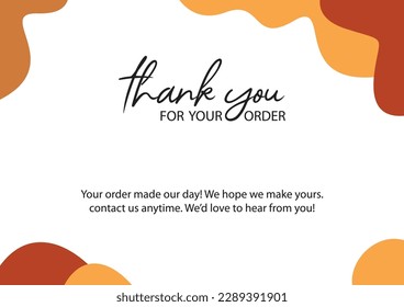 Thank you for your order, printable vector illustration. Business thank you customer card for your custemers.
