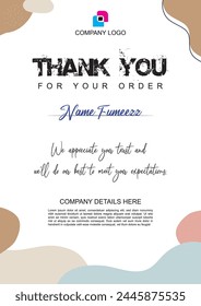 Thank you for your order. Thanks Card, Compliment card design vector.