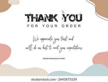 Thank you for your order. Thanks Card, Compliment card design vector.