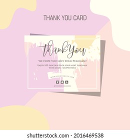 Thank You For Your Purchase Cards. Thanks Card Template isolated Colorful Vector Set