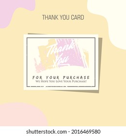 THANK YOU FOR YOUR PURCHASE. Lettering logo with shopping massage. Vector typography for banner, poster, invitation, greeting card, postcard. Editable template for online store. Vector illustration.