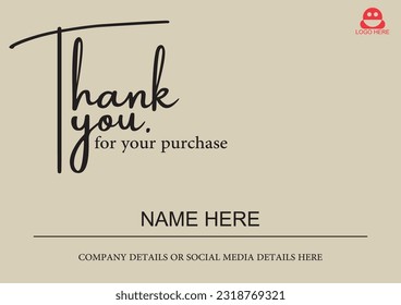 Thank you for your purchase. modern design with calligraphic background. Vector typography.