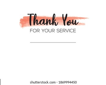 Thank You For Your Service Text With White Background Card