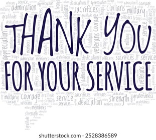 Thank You for Your Service TYFYS word cloud conceptual design isolated on white background.