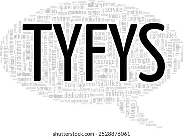 Thank You for Your Service TYFYS word cloud conceptual design isolated on white background.